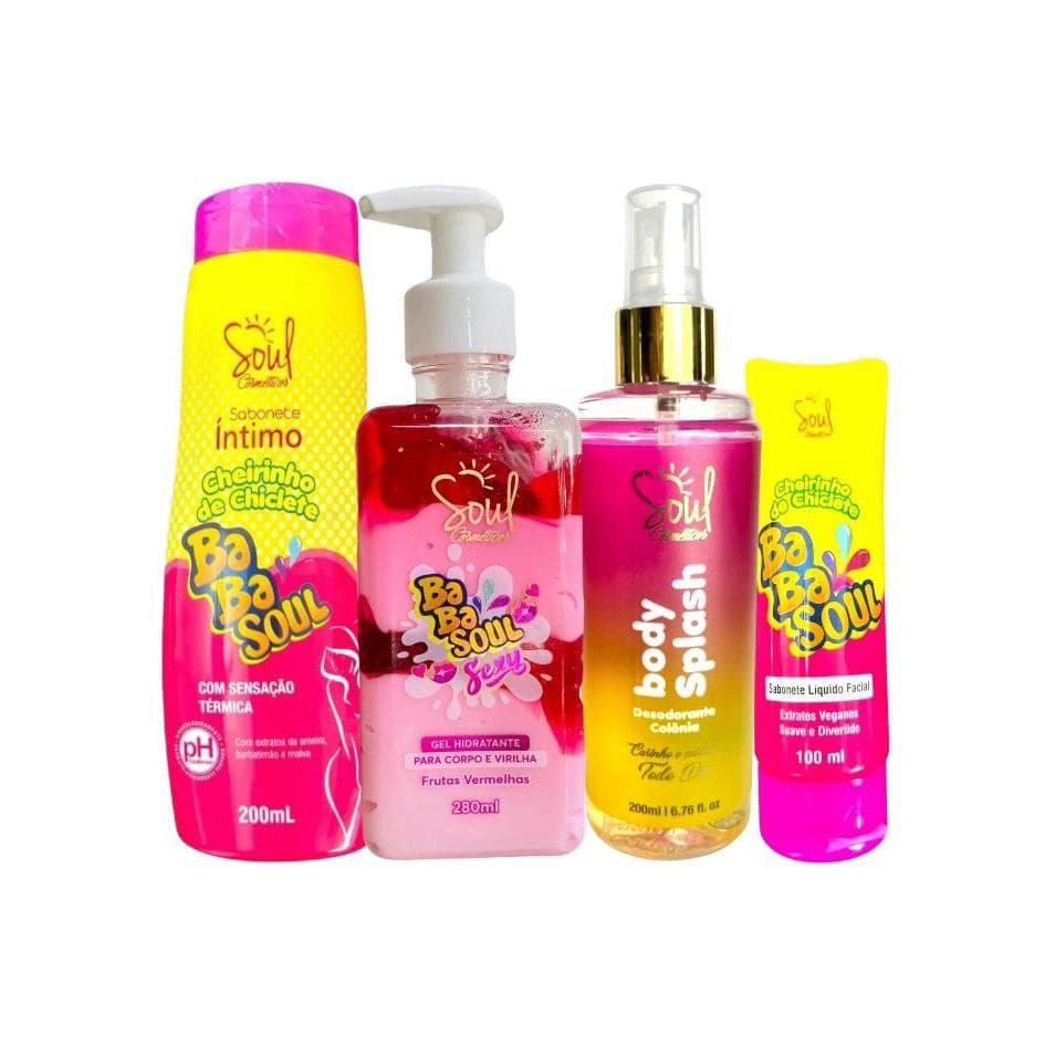 Kit Gel hidratante Corporal Virilha + Sabonete Intimo + Body Splash Soul Cosméticos