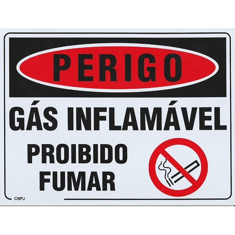 Placa de Sinalização de Emergência - Perigo Gás Inflamável