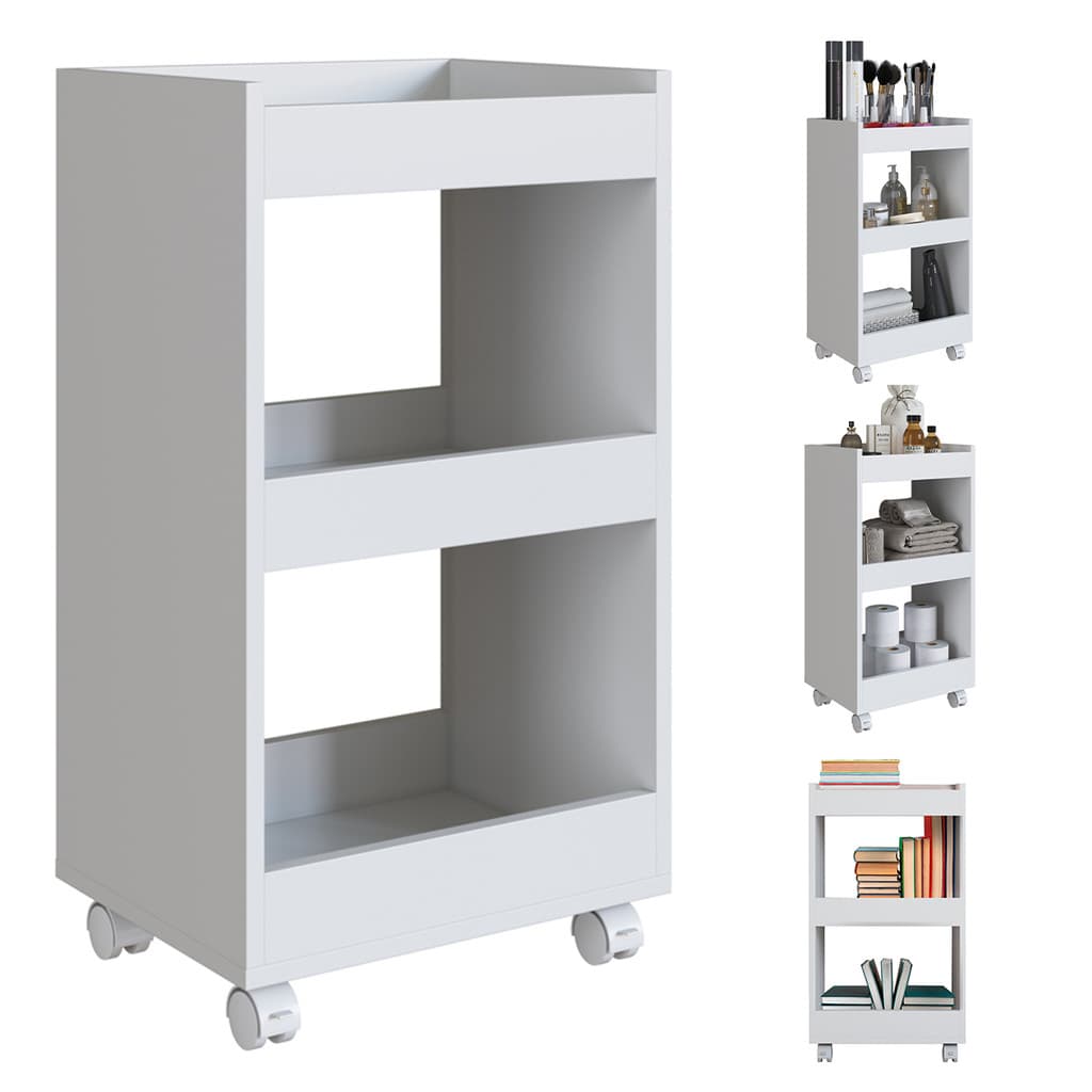 Carrinho Auxiliar Suporte De Esmalte Com Rodinhas Escrivaninha Quarto