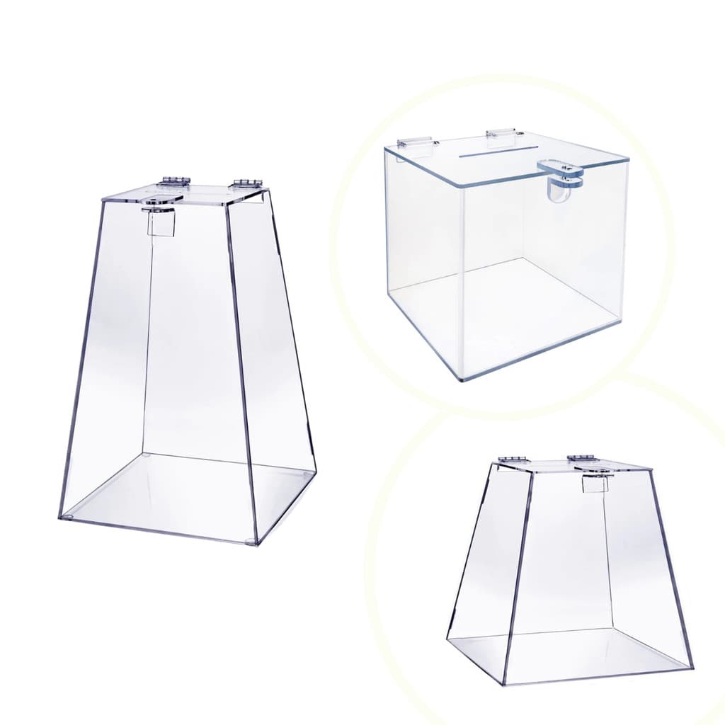 Urna Pirâmide Em Acrílico Transparente sorteio guardar dinheiro