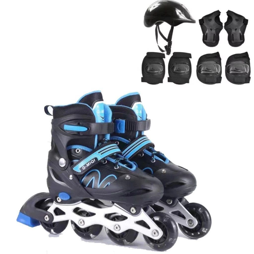 Patins Roller Inline Ajustável Com Luz De Led Com Kit Proteção Várias Cores E Tamanhos Promoção