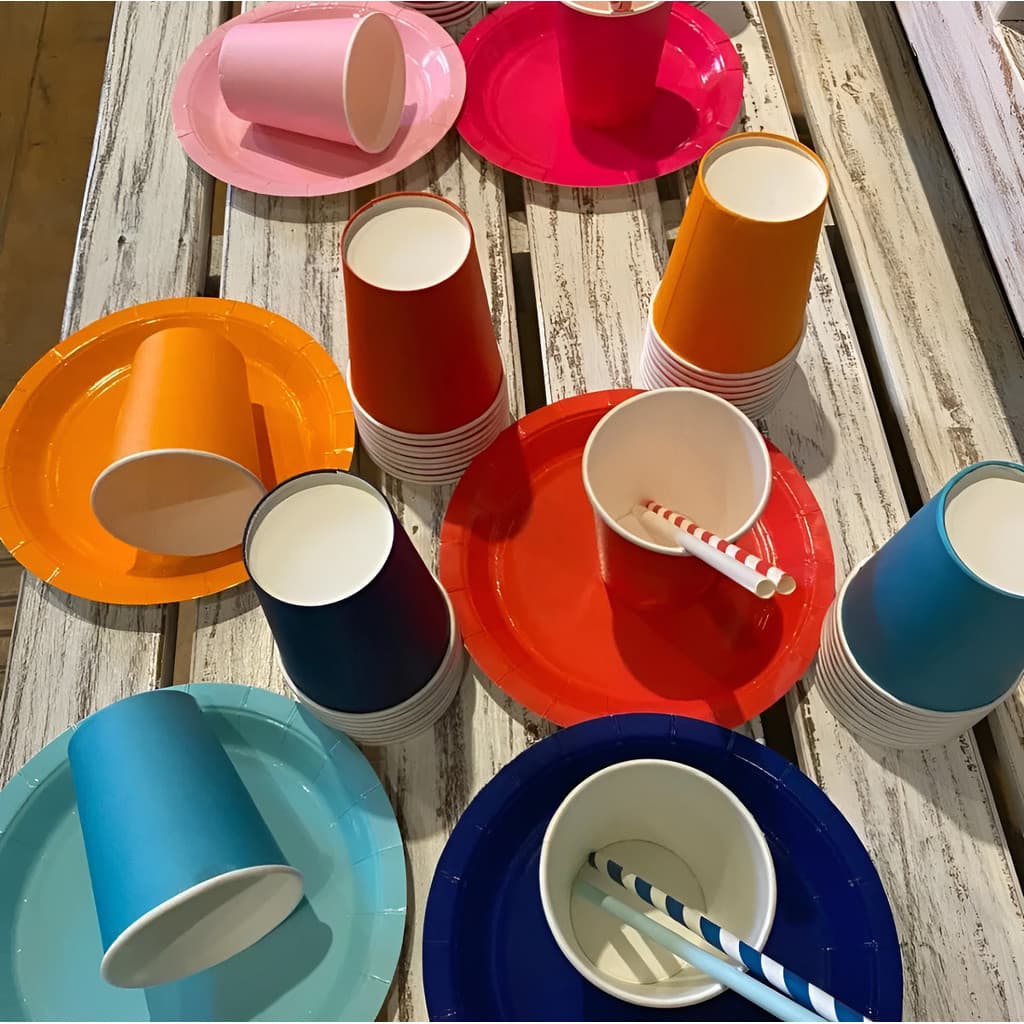 Kit Festa Completo Aniversário: 20 Copos + 20 Pratos de Papel - Várias Cores e Temas!