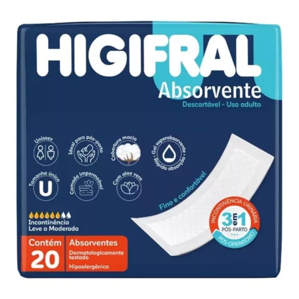 Absorvente Pós Parto e Operatório 20 Unidades - Higifral