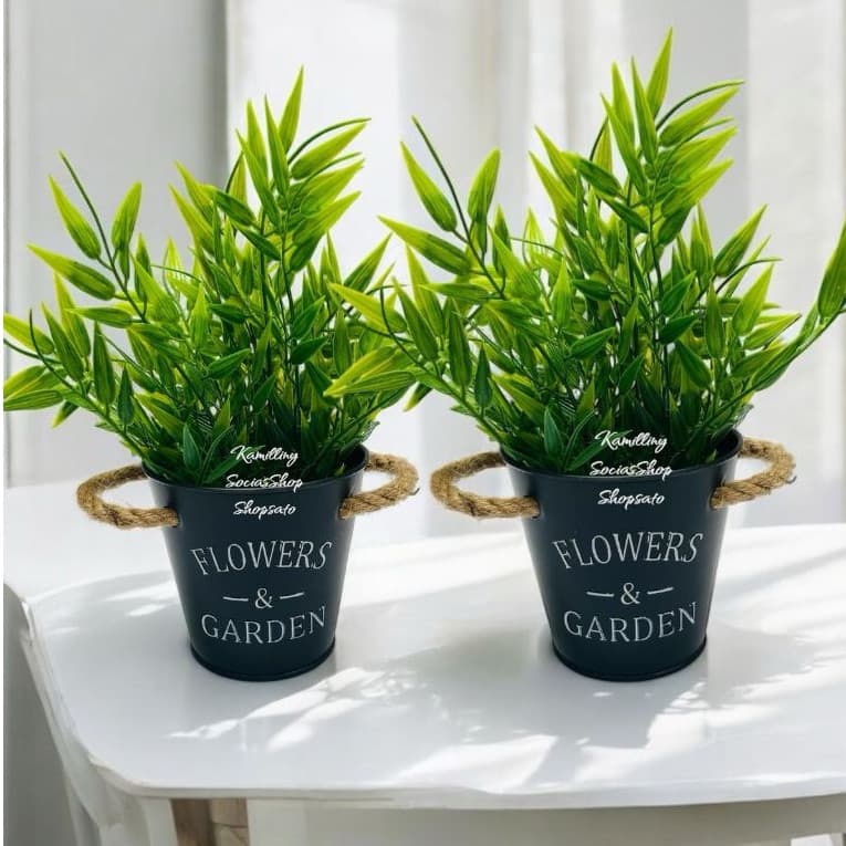 Par De Arranjos Bambu Kit 2 Buquê Bambu Com 2 Vasos Garden Preto Decorar Ambientes Arranjinho Artificial Decoração