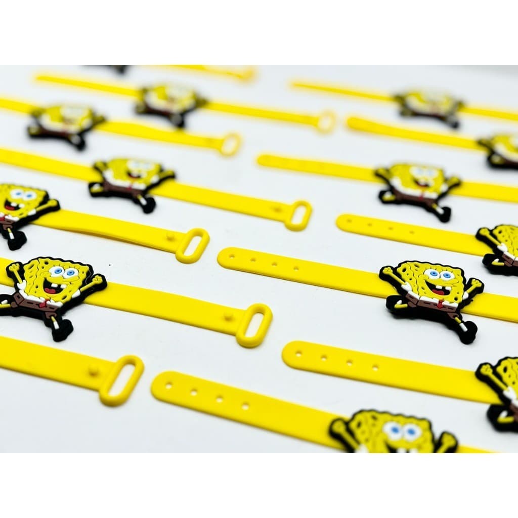 Pulseira Bob Esponja 10un Lembrancinha Tema Festa Borracha Desenho Promo