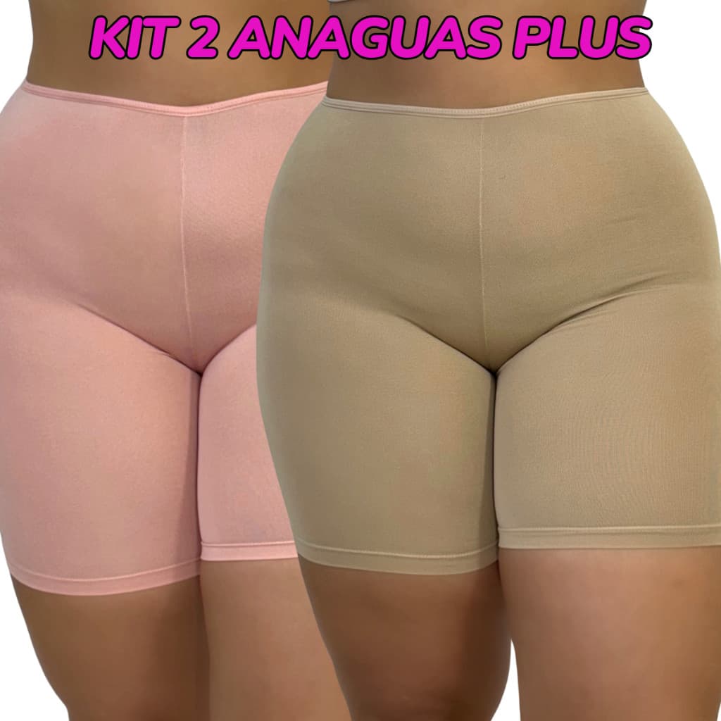KIT 2 Short Anagua Plus Size Segunda Pele Liso Feminino 46 ao 54