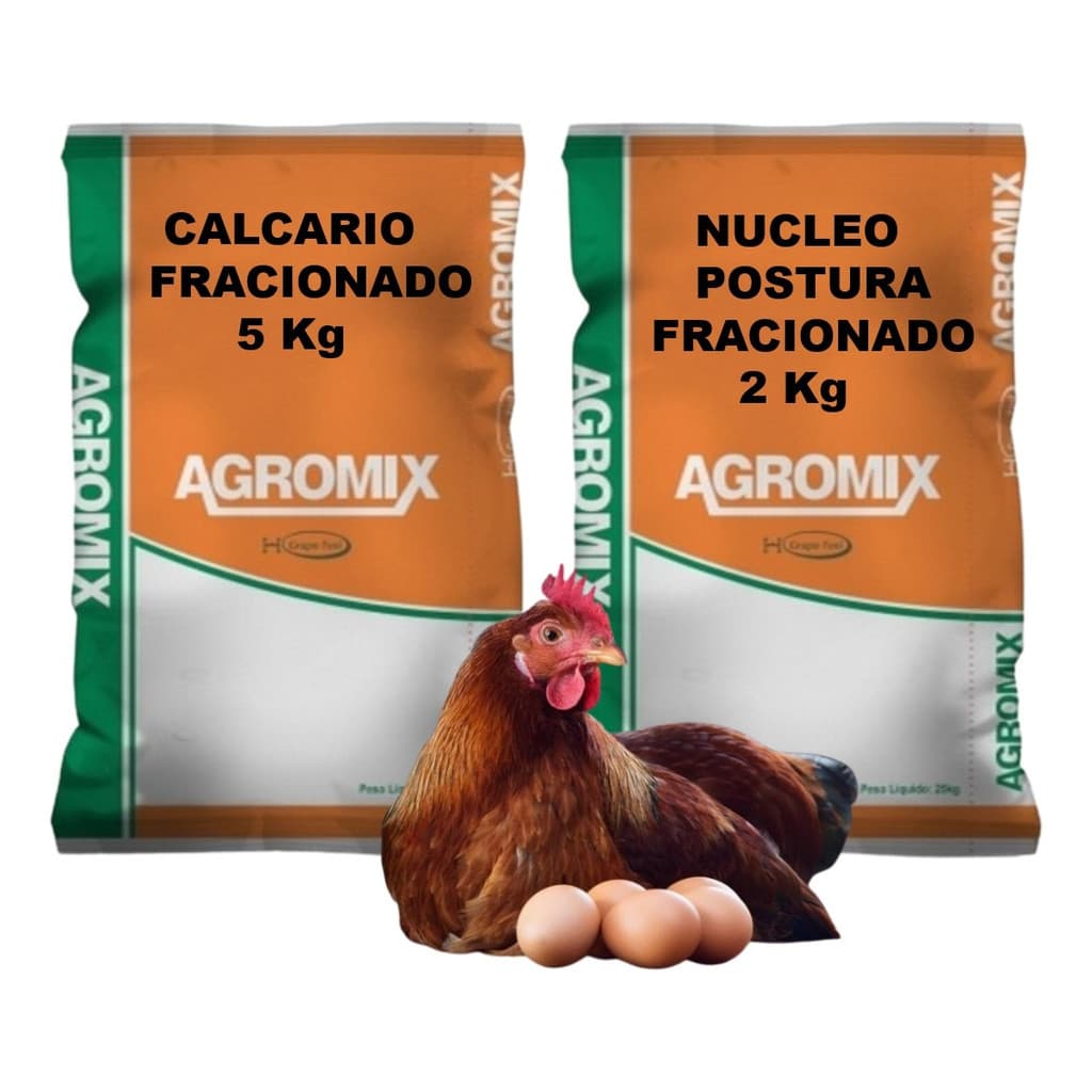 Calcário Calcítico 5kg + 2 Kg De Núcleo Postura Aves Ração Pintinho