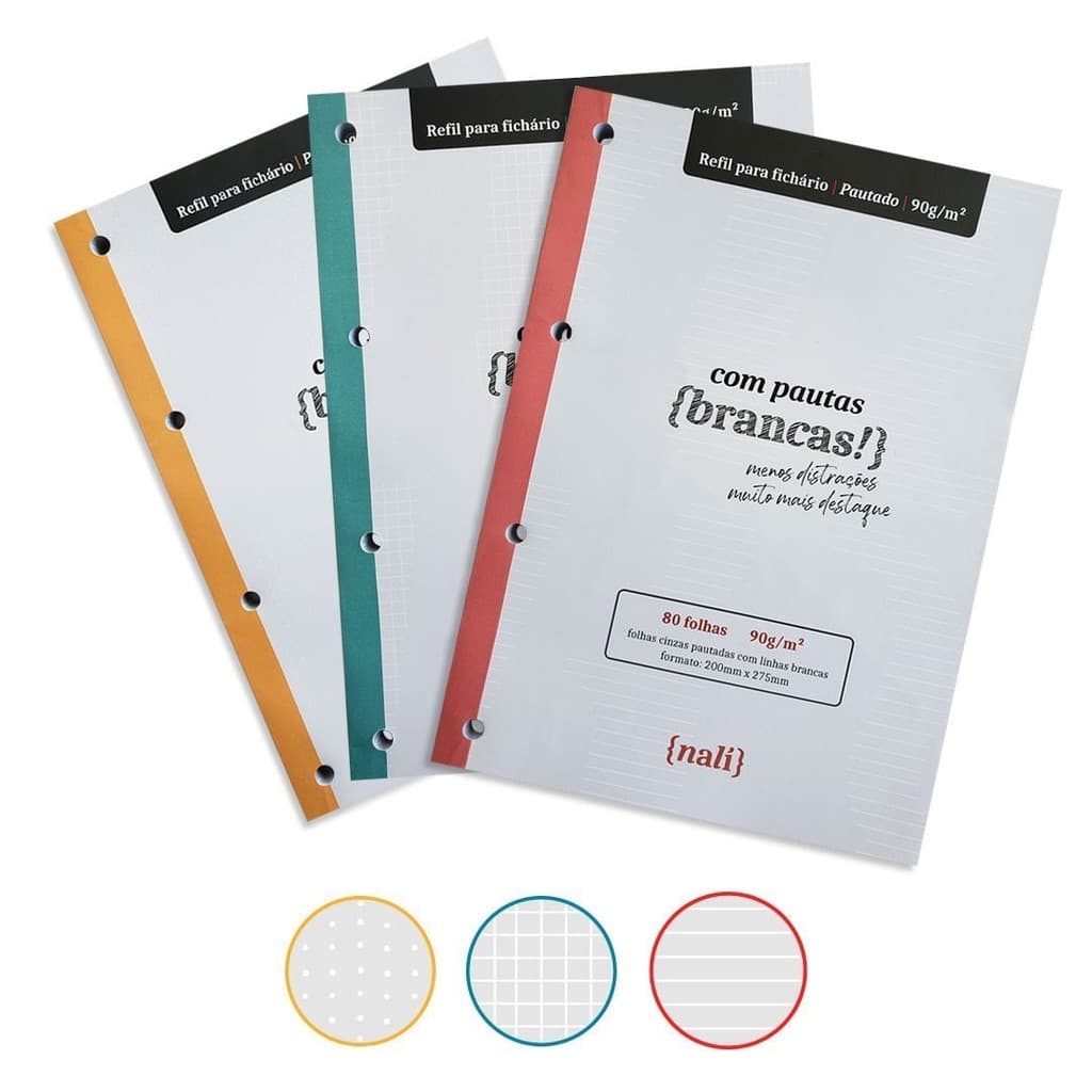 Pacote c/ 5 blocos Nali Pautas Brancas univ 200x275mm