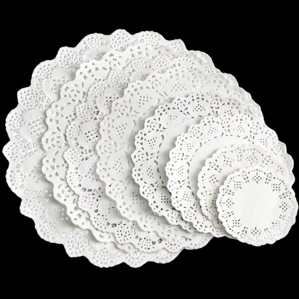 Kit 100 Toalhas Rendada Redonda de Papel Descartável Convite Decoração 31cm 36cm