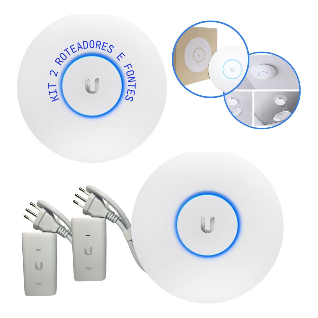 Access Point Ubiquiti Unifi U6+ Plus + Fonte Poe Kit C\ 2uni