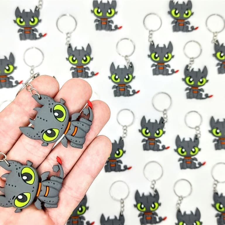 Lembrancinha Furia Da Noite Dragão 10un Chaveiro Borracha