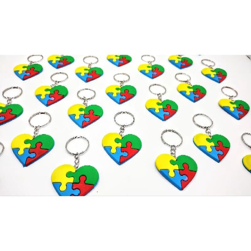 Chaveiro Coração Autista 10un Barato Conscientização Autismo Novo