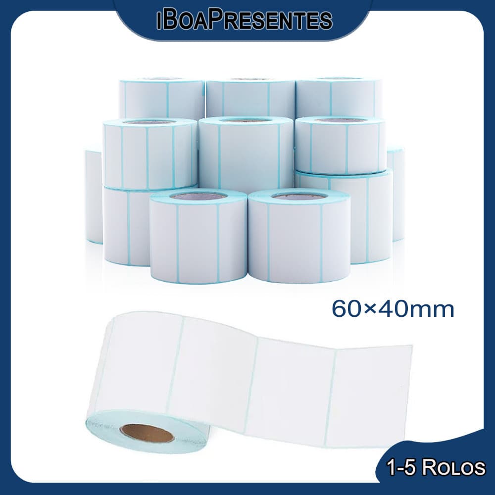 Kit 1-5 Rolos 60x40 Papel Etiquetatérmica Com 800 Etiquetas iBoa Presents Alta Qualidade