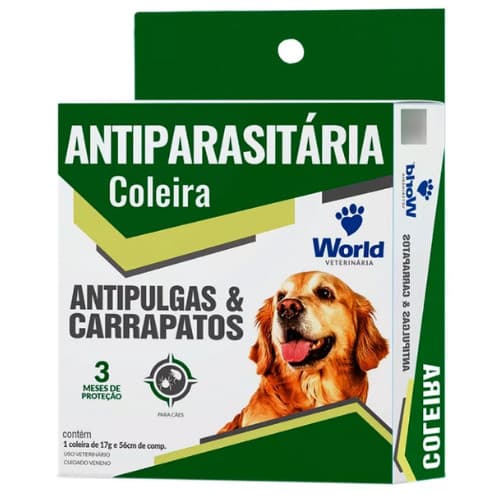 Coleira Antipulgas e Carrapatos para Cães World Veterinária Dug's - Tamanho Único