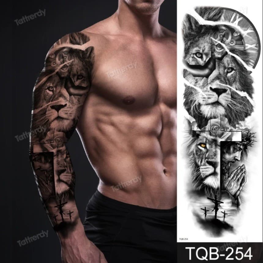 Tatuagem Adesivo Masculino Manga Grandes Tatuagens Temporárias Braço Cheio Arte Do Corpo Adulto Sexy À Prova Dwaterproof