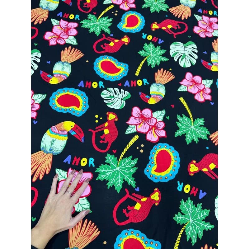 Tecido Estampado Estampa Semidigital Tecido 100% Viscose 145cm X 1 metro 