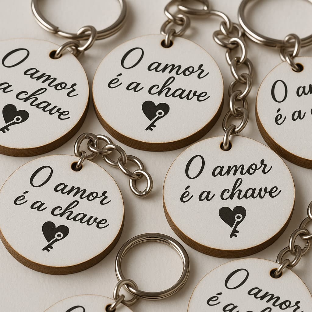 Chaveiro Palavra Lembrancinha de Casamento O amor é A Chave Branco | PERSONALIZÁVEIS