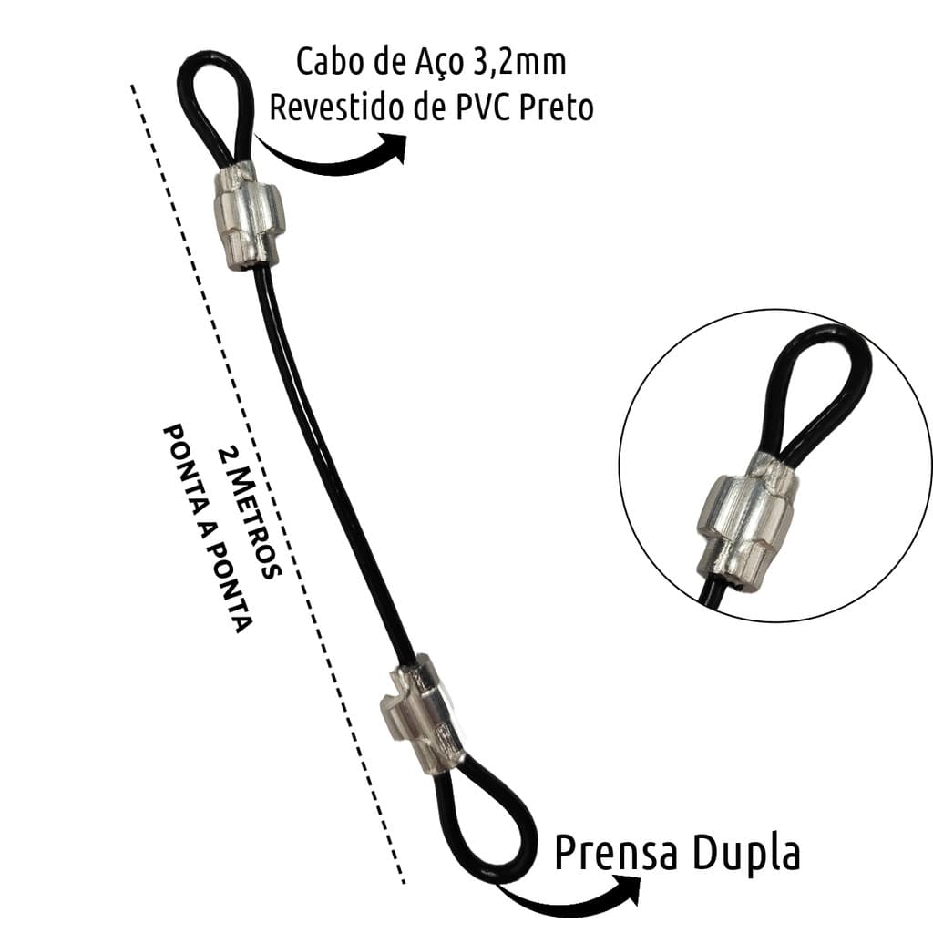 1 Lacre Segurança Collor Multiuso 2 Metros Cabo de Aço Revestido Bag Bike Bagagem Bolsa