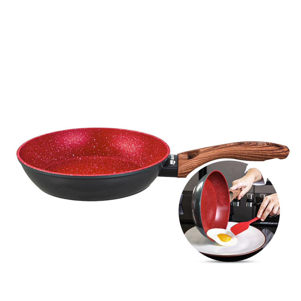 Frigideira Cerâmica Antiaderente N20 Red Marble Indução Fogão Cooktop Vermelho Duralar