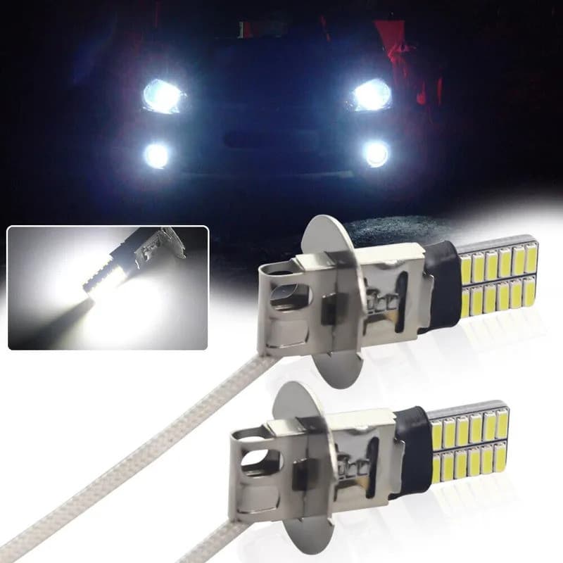2pcs Lâmpadas LED H3 Brancas HID 24-SMD para Luzes de Nevoeiro ou Luzes de Circulação Diurna 6000K