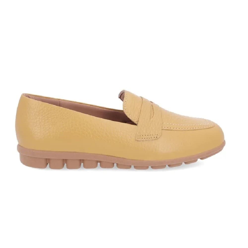 Sapato Fem Usaflex Loafer Casual Couro Amarelo Mel AL3401003