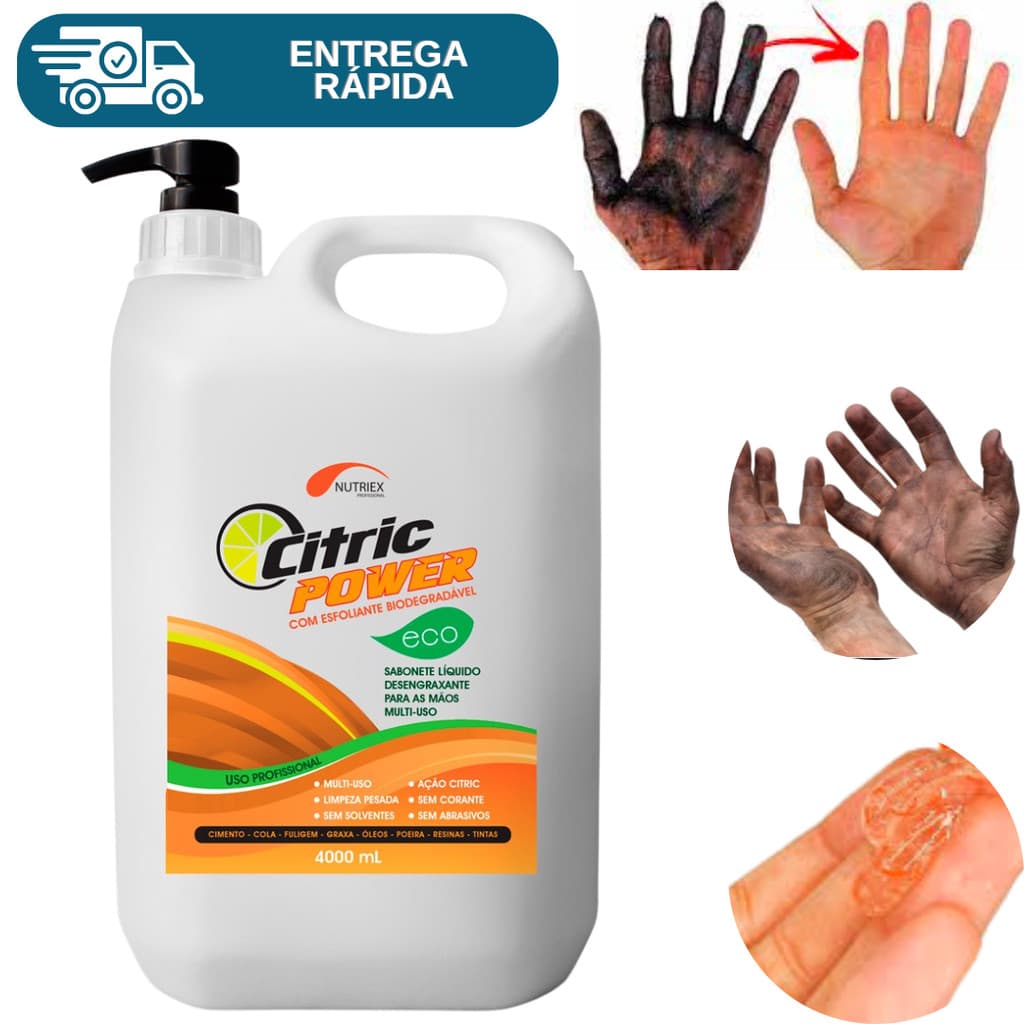 Sabonete Liquido Desengraxante Com Esfoliante Nutriex Citric Power Galão Limpeza Mãos De Graxa Óleo