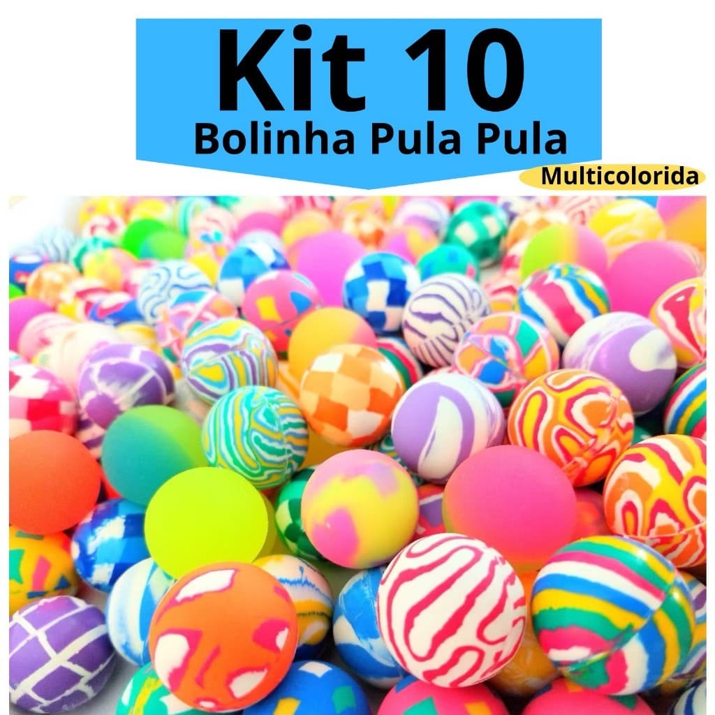 Kit 10 Bolinhas Pula Pula Multicoloridas Brinquedo Infantil Lembracinhas Festa
