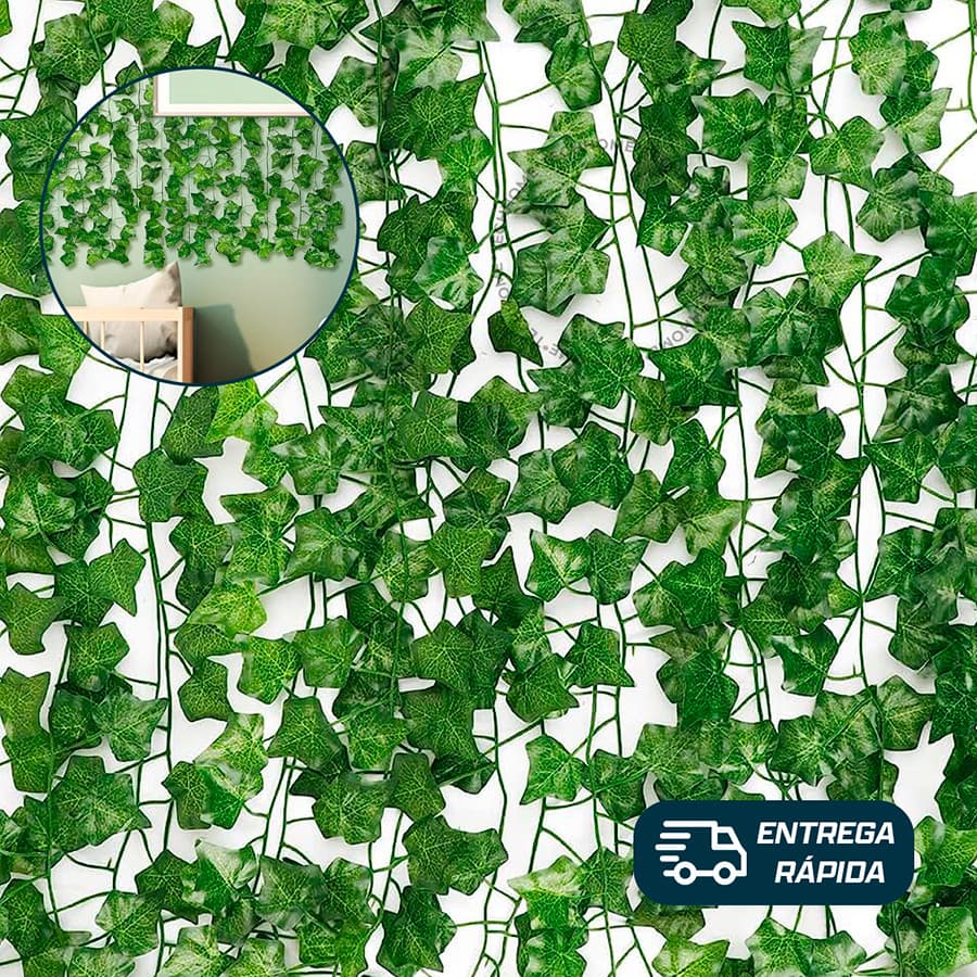 14/24/28/48 Metros Hera Verde Planta Artificial Trepadeira Ramas Folhagem Pendente Folhagem Cheia