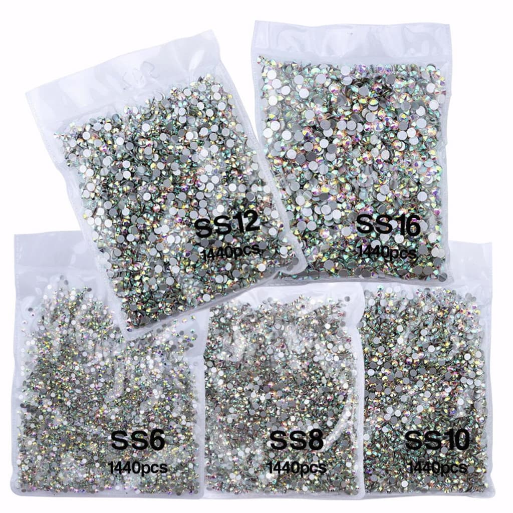 Strass Cristal Furta Cor Prata Branco Transparente Unhas e Artesanato Pacote com 1440 unidades