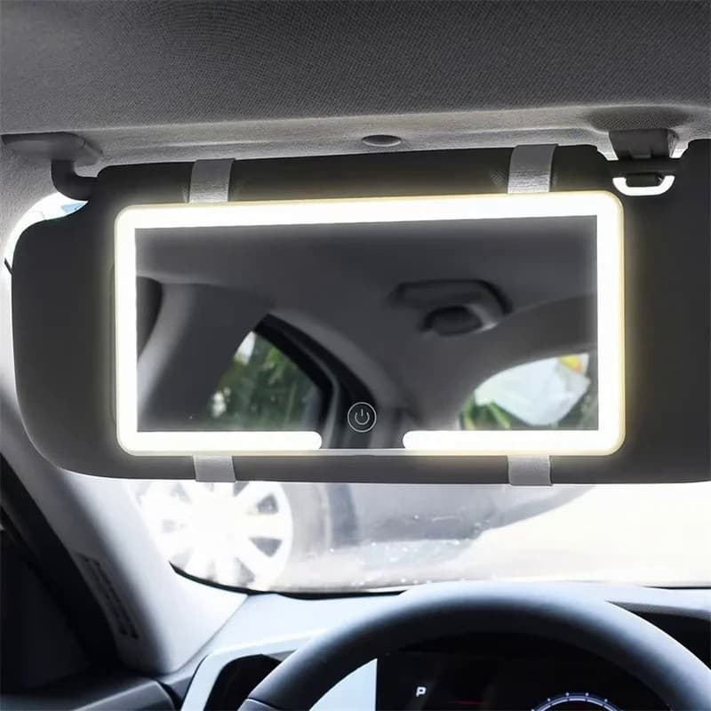 Hd espelho do carro LED espelho de maquiagem três velocidades ajustável viseira solar Interior espelho retrovisor regulá