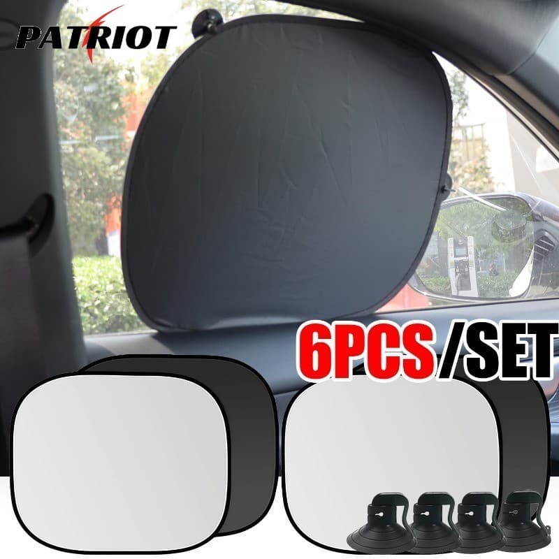 Viseira Solar Universal Para Janela De Carro Com Ventosas Fortes | Sombra De Tecido Prateado Dobrável 45x37cm , Design D