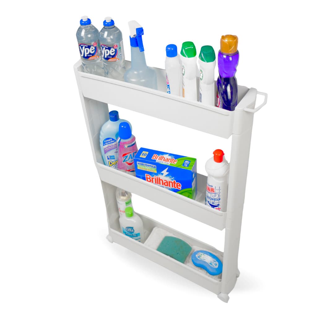 Armário Carrinho Organizador Multiuso Com 3 Prateleira Com Rodizio Cozinha Banheiro Quarto