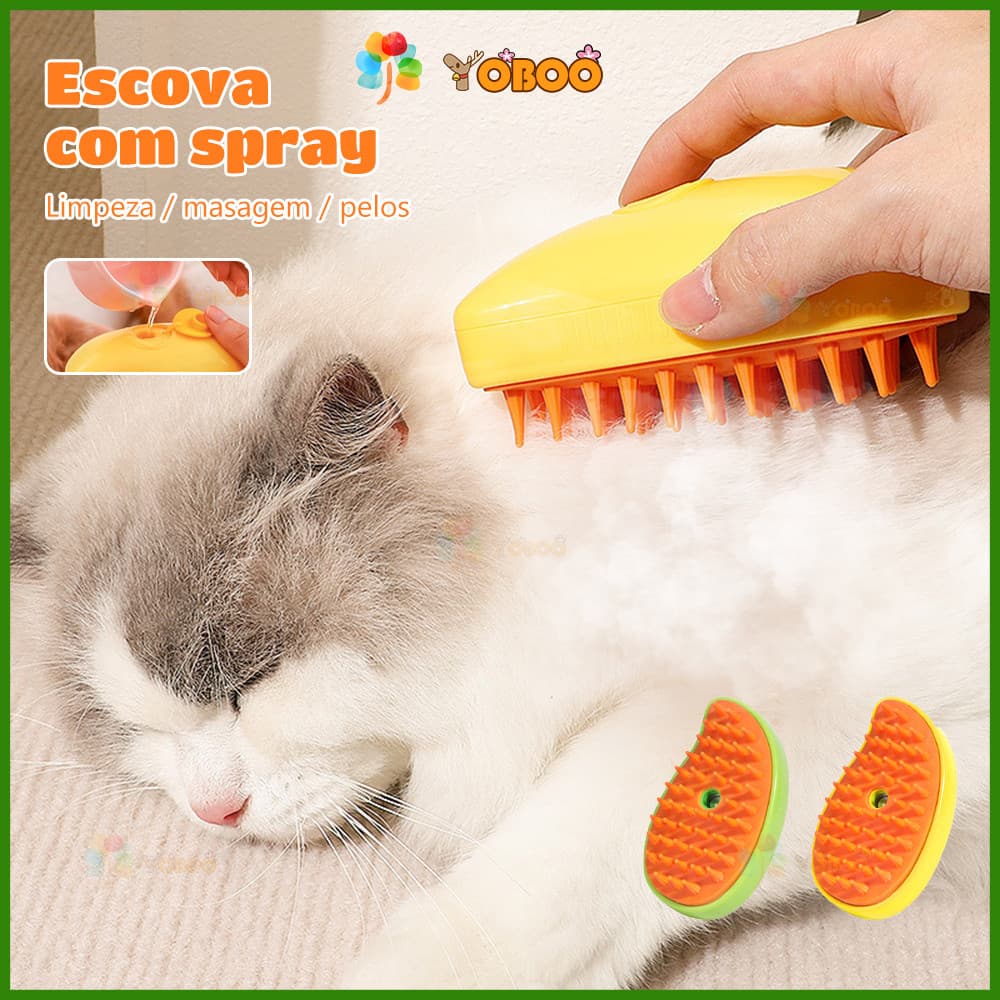  YOBOO 3 em 1 escova  a vapor para gato cachorro escova pet  para massagem