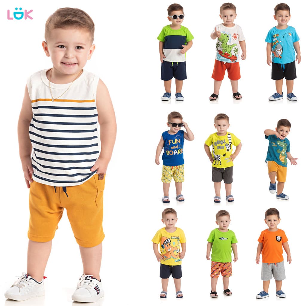 Conjunto Menino Infantil Masculino Verão Tamanho 1 ao 3 anos - A Pronta Entrega