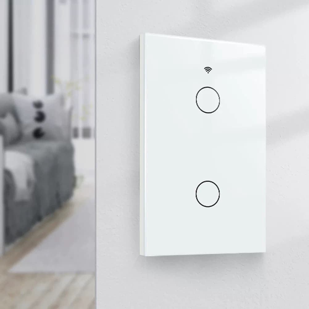 Tuya Smart Wi-Fi Switch 2 botões touch, celular, Alexa ou Google Home  ALEX