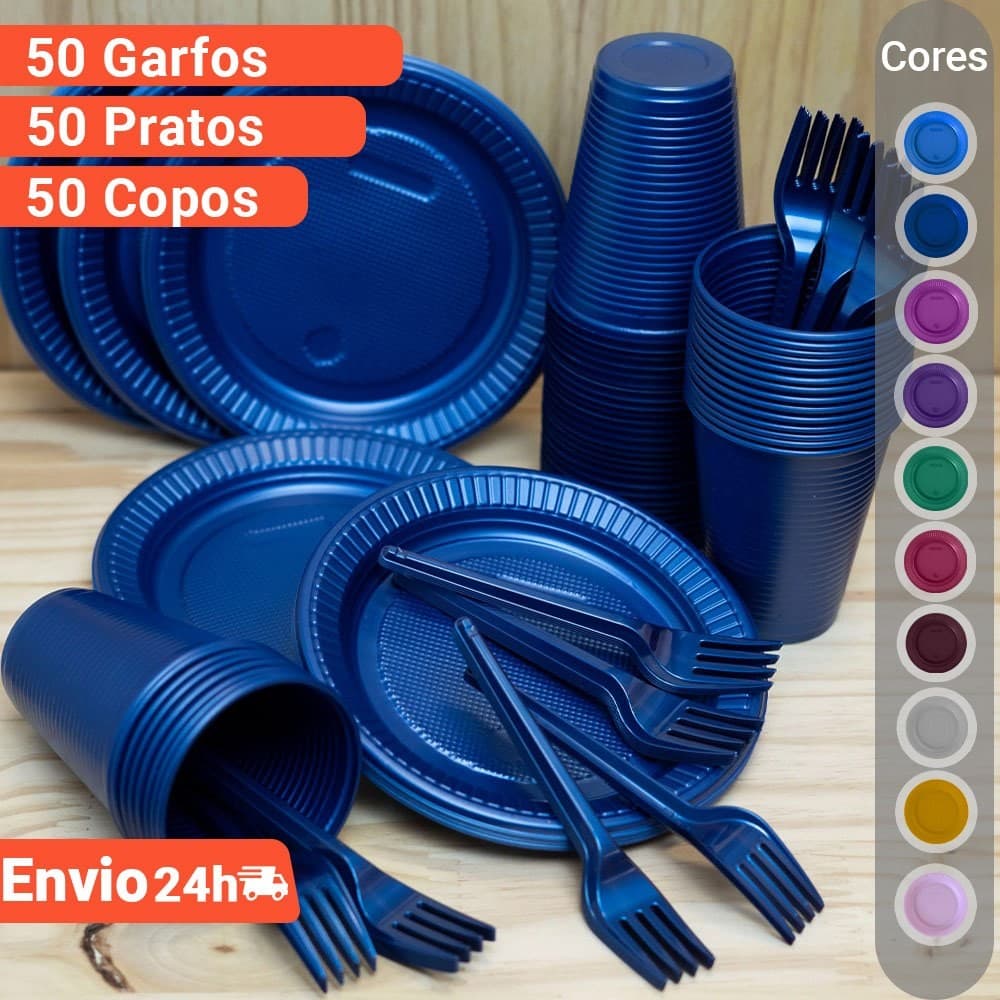 Kit Descartáveis Perolados 50 Pessoas - Cores Padronizadas e Exclusivas - Bellocopo