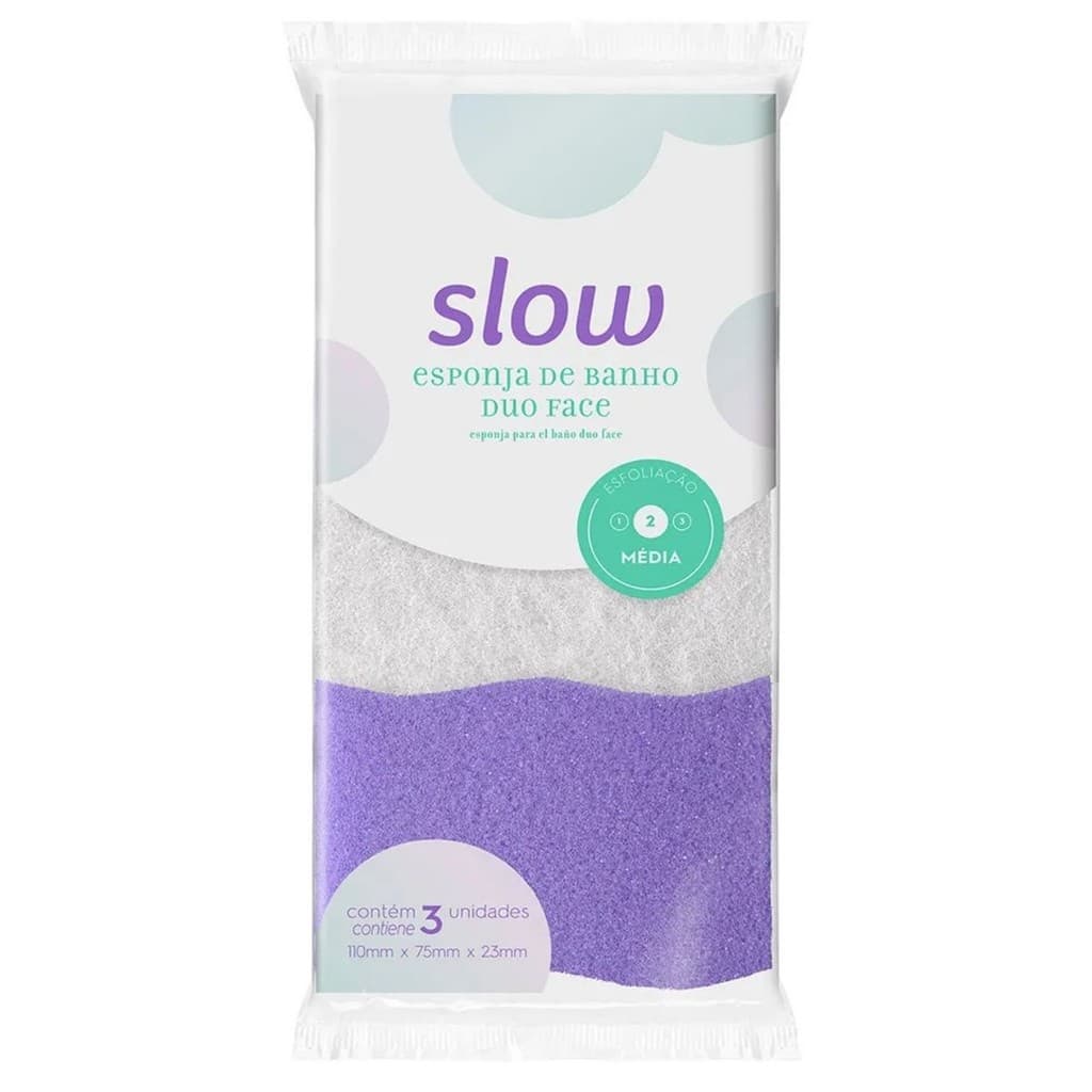 Conjunto 3 Esponjas De Banho Esfoliante Duo Face Slow