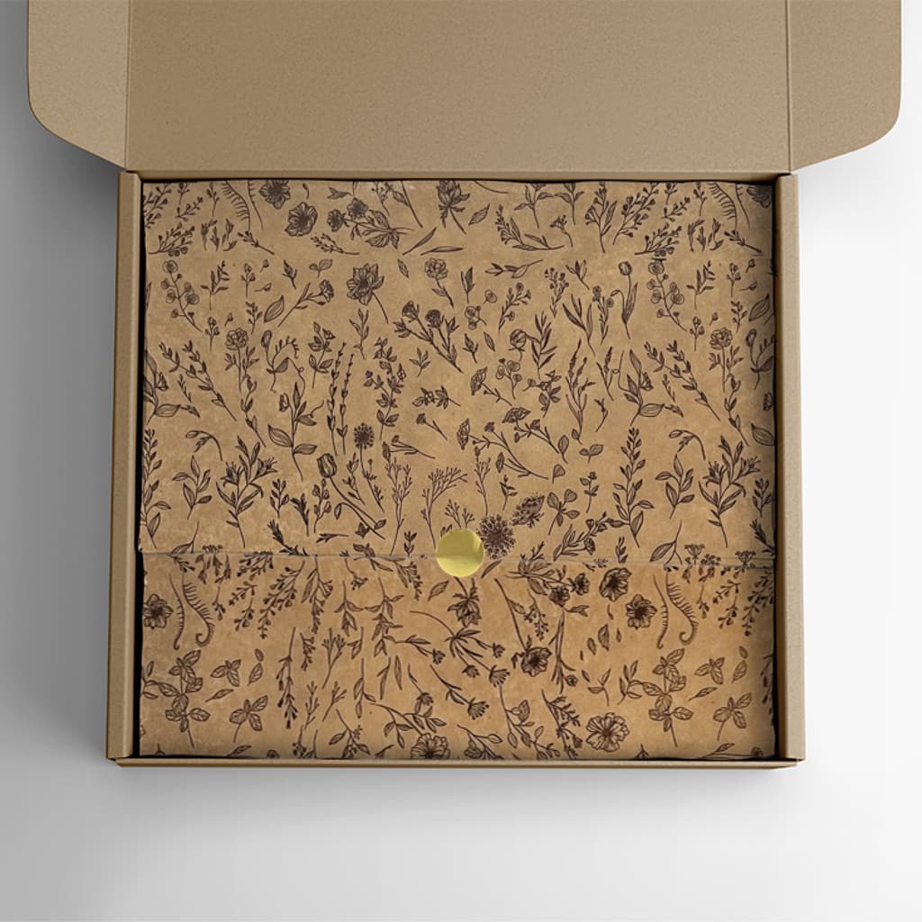 Papel Seda Kraft Premium Estampa Floral 50 Folhas Diversos Modelos