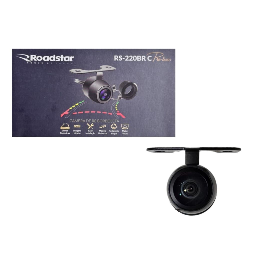 Câmera de Ré Universal Fixação Borboleta e Tartaruga 12v Carro Universal Automotivo 160º Visão