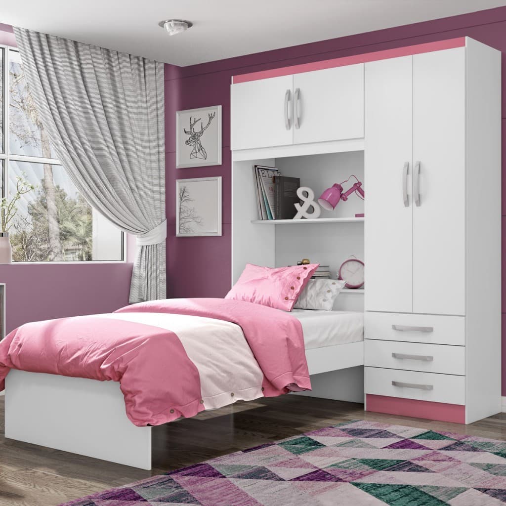 Guarda-Roupa Solteiro Dream  4 Portas 3 Gavetas - Pnr Móveis