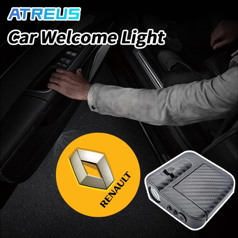 Para Renault LED Luz De Boas-Vindas Porta Fibra De Carbono Do Carro Projetor Lâmpada Luz Noturna Para Porta De Carro
