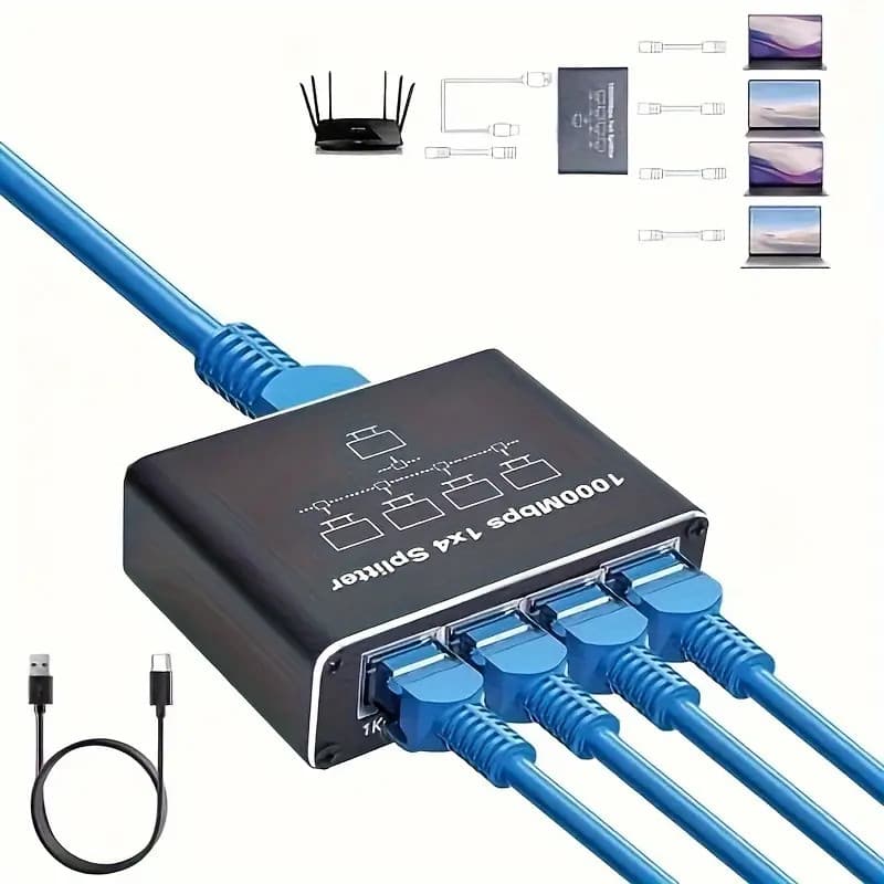 Switch Ethernet 1 A 4 De Alta Velocidade RJ45 1000Mbps Conversor De Interruptor De Rede Divisor Para PC Laptop Roteador 