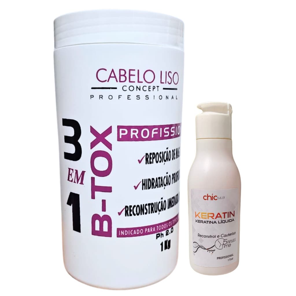 B-tox 3Em1 Cabelo liso e Queratina Liquida 175ML 
