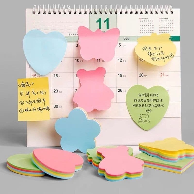 Kit Bloco De Notas Formato Sortidos Adesivos Cores Vivas