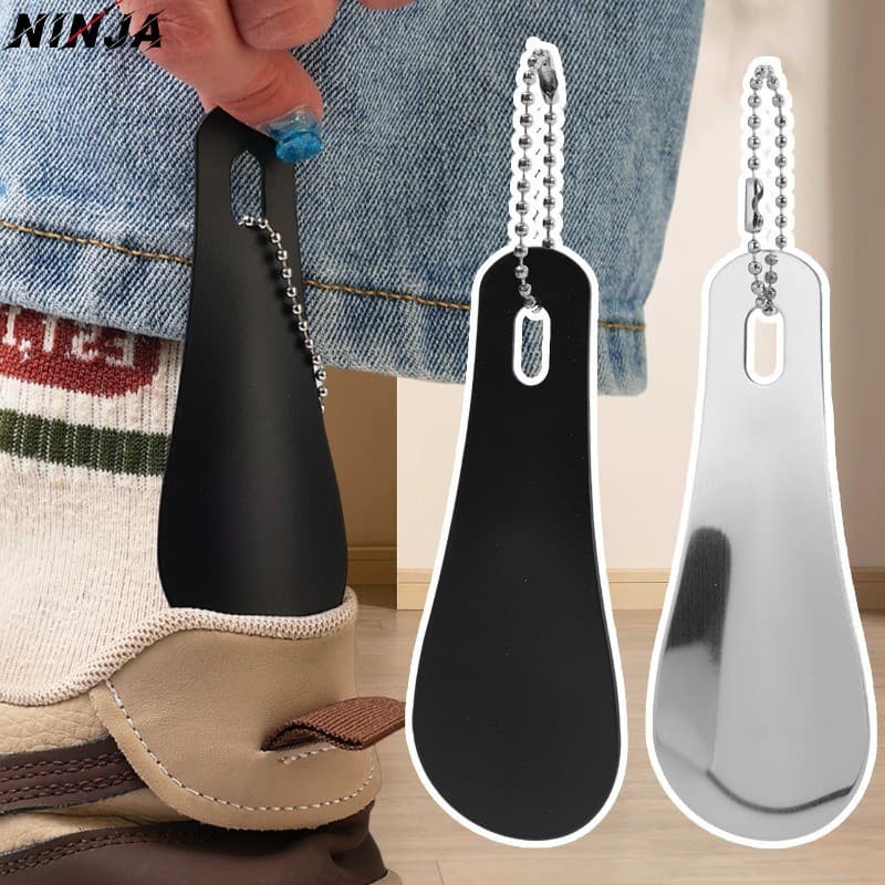 1/2/4 Unidades De Mini Calçadeira De Aço Inoxidável-Sapatos Flexíveis E Sem Danos-Buzina De Sapato Portátil Com Chaveiro