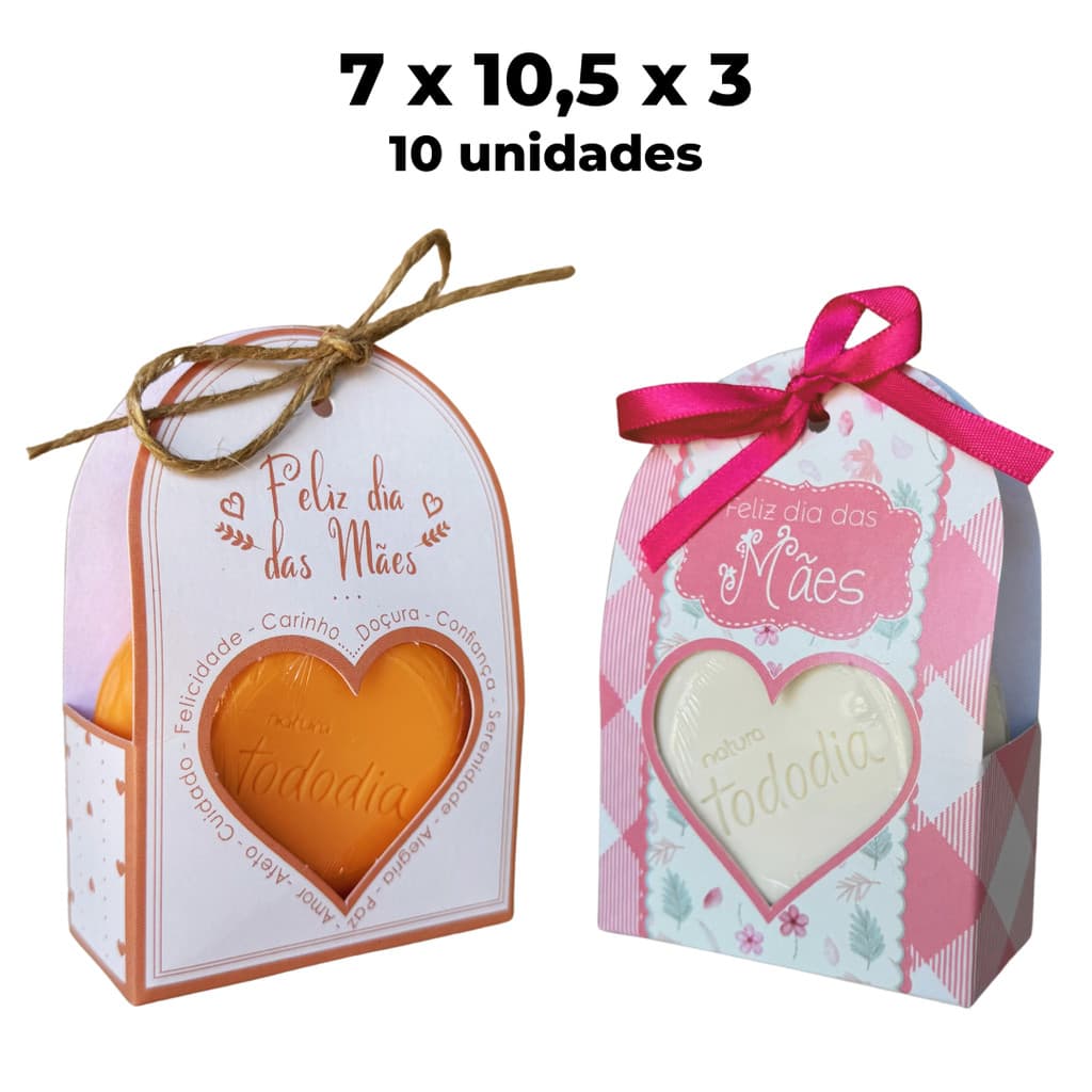 Caixa Envelope Coração Olga Vazado para Sabonete Natura 90g c/10un 7x10,5x3