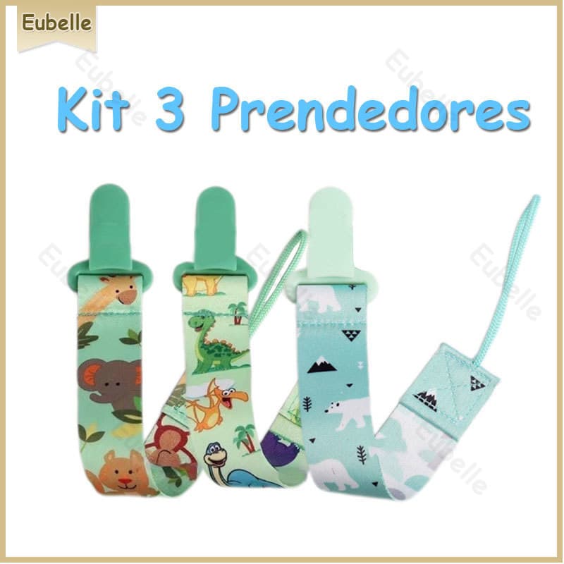 Kit 3 prendedor clipe chupeta de bebê menino menina desenho animado impressão mordedor cordão