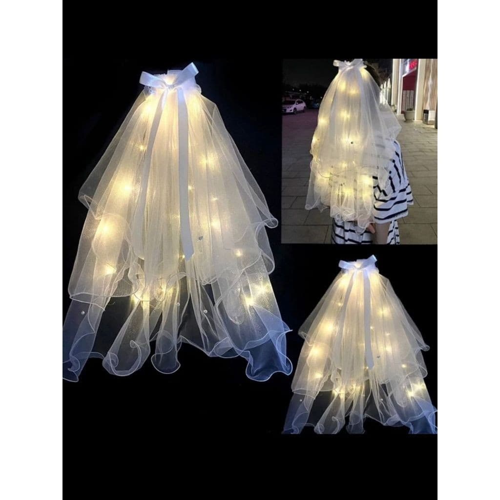 Véu de Noiva com Led Presilha Despedida de Solteira Chá de lingerie Festa Halloween
