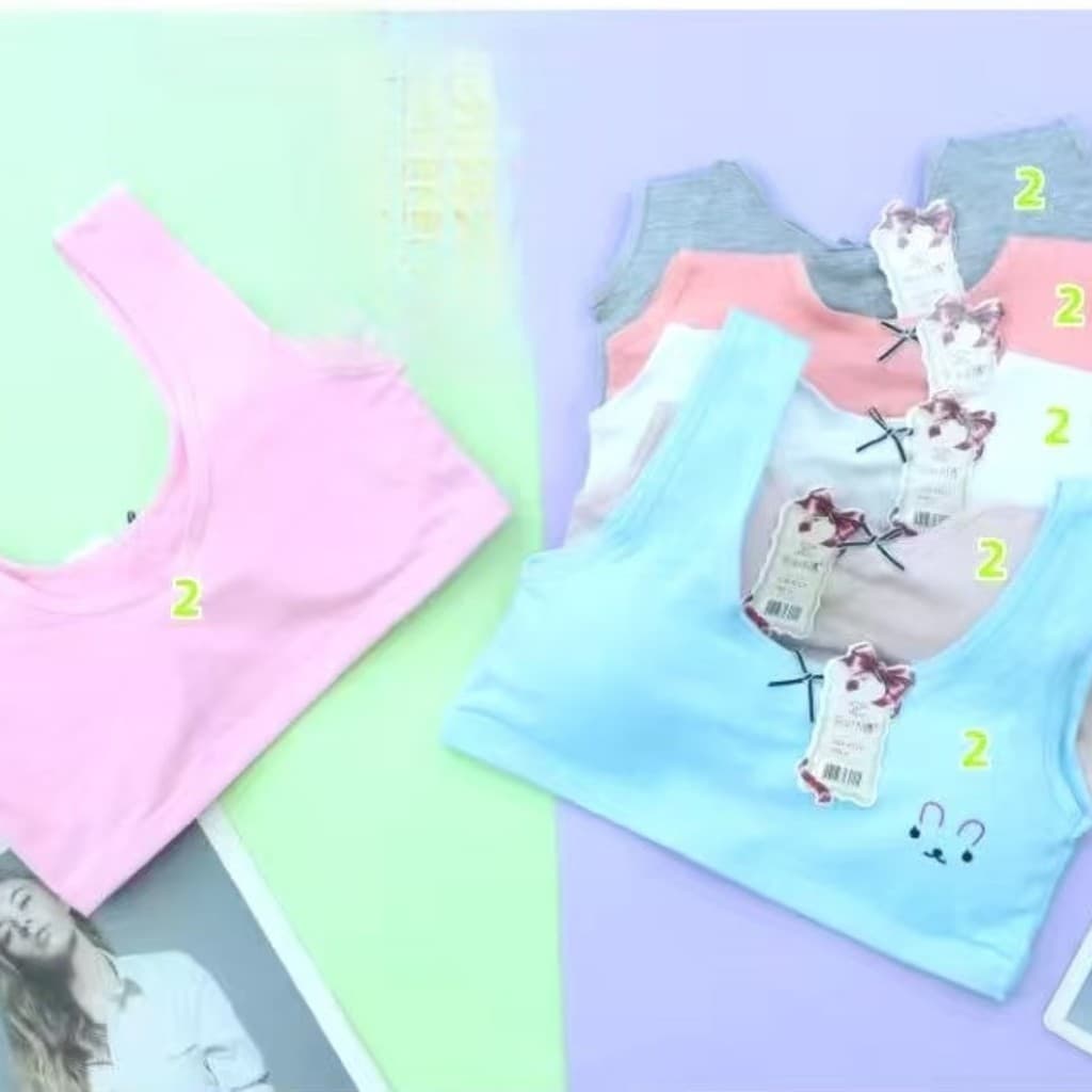 KIT 1a3 Sutiã esportivo respirável de algodão para jovens treinamento/escola,sutiã sólido de 7 a 14 anos