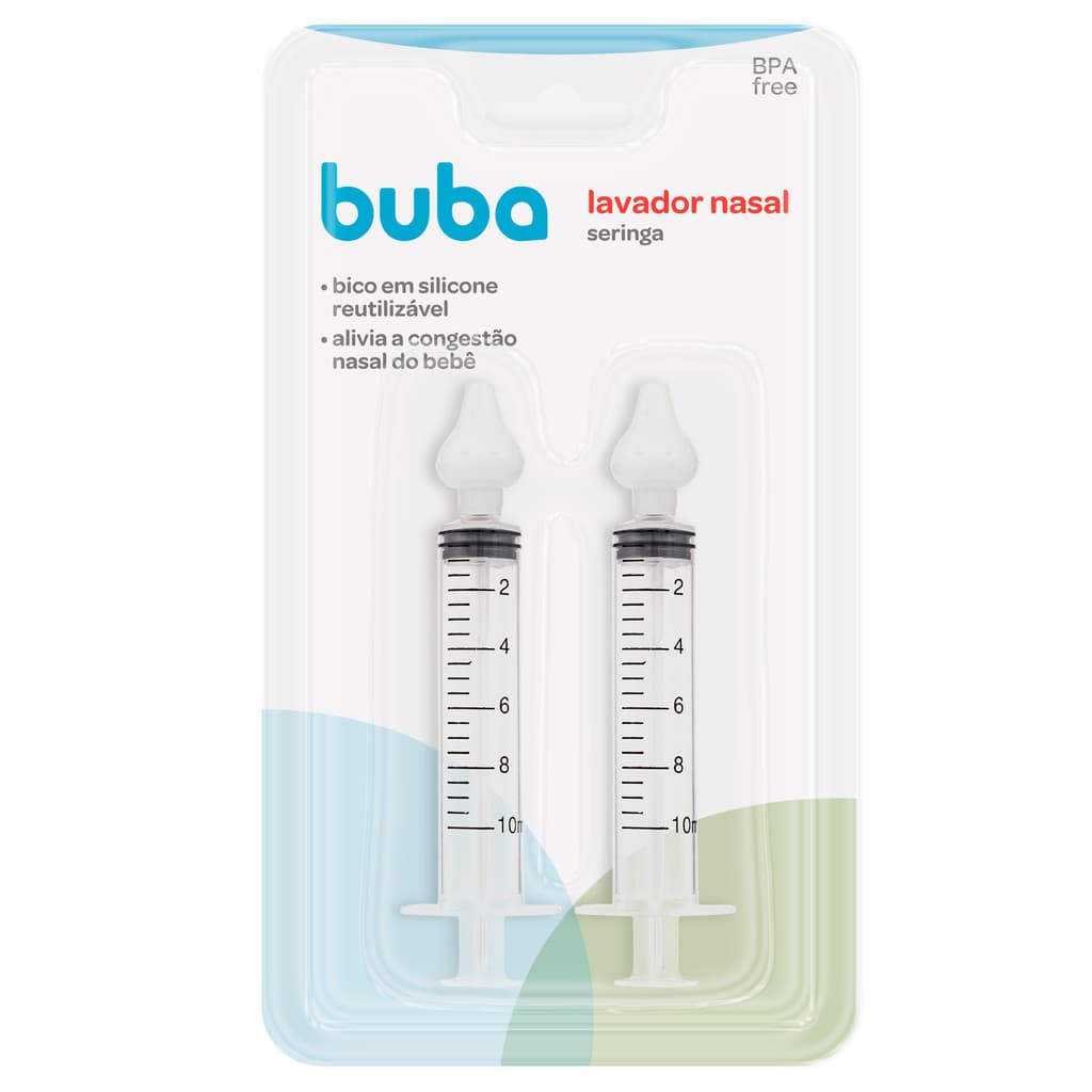 Kit 2 Lavadores Nasal Seringa Com Poteira de Silicone Buba - 2 Unidades